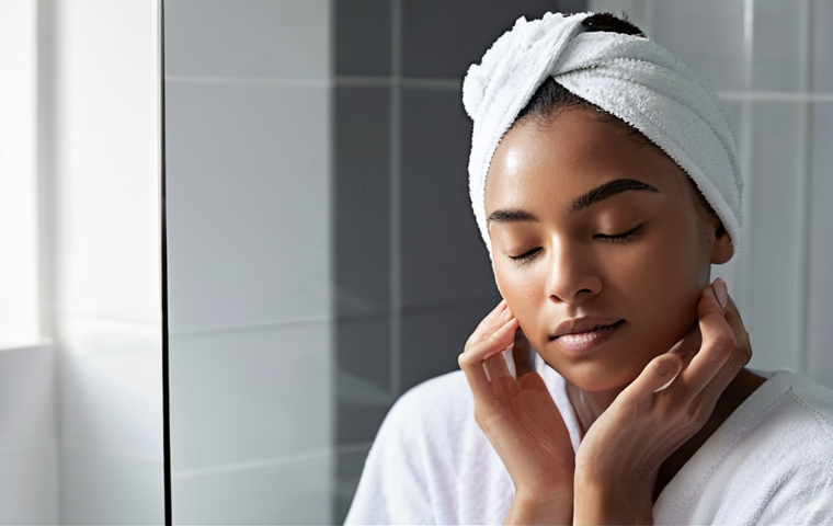 천연비누 세정제 차이 - **Prompt 2: The Nourishing Touch of a Specific Facial Cleanser**
    "A close-up, radiant portrait o...