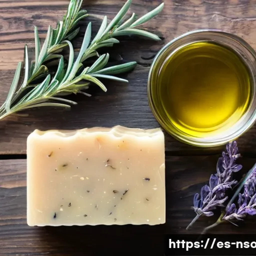 천연비누 가성비 좋은 제품 - A beautifully arranged flat lay of artisanal natural soaps on a rustic wooden surface, featuring bar...