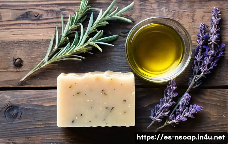 천연비누 가성비 좋은 제품 - A beautifully arranged flat lay of artisanal natural soaps on a rustic wooden surface, featuring bar...